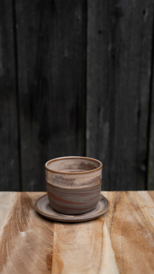 Koffie Kopjes met Schoteltje - Swirl Roze